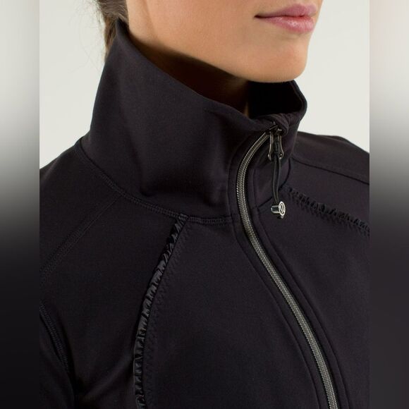 Lululemon Nice Asana Jacket *Ruffle Full Zip Black Jacket Size 4 - Picture 6 of 9